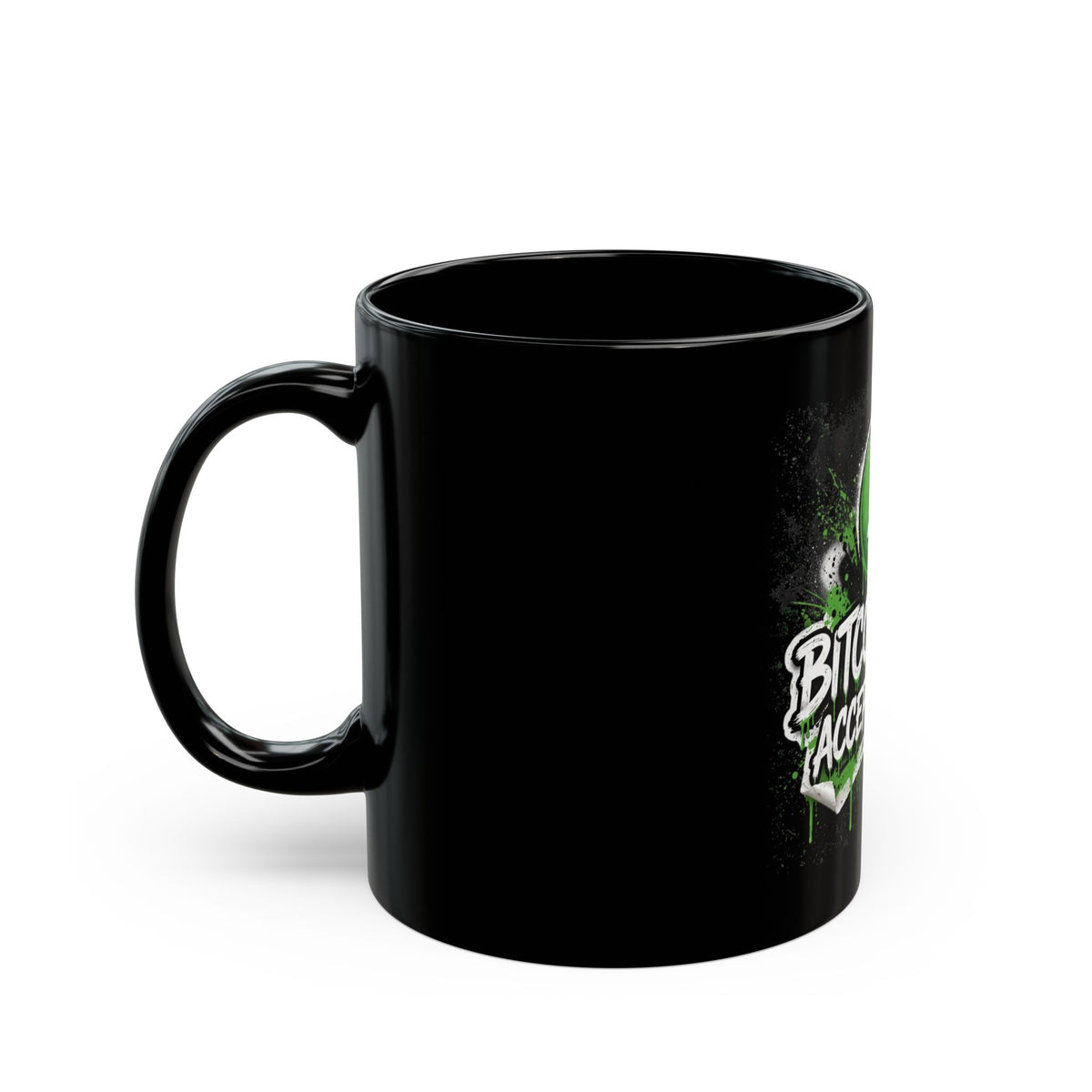 Accepted Here Black Mug