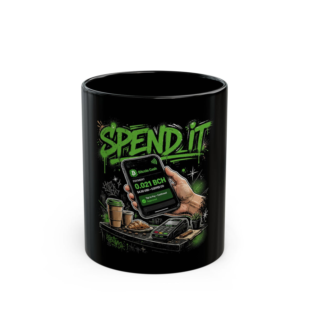 Spend It Black Mug