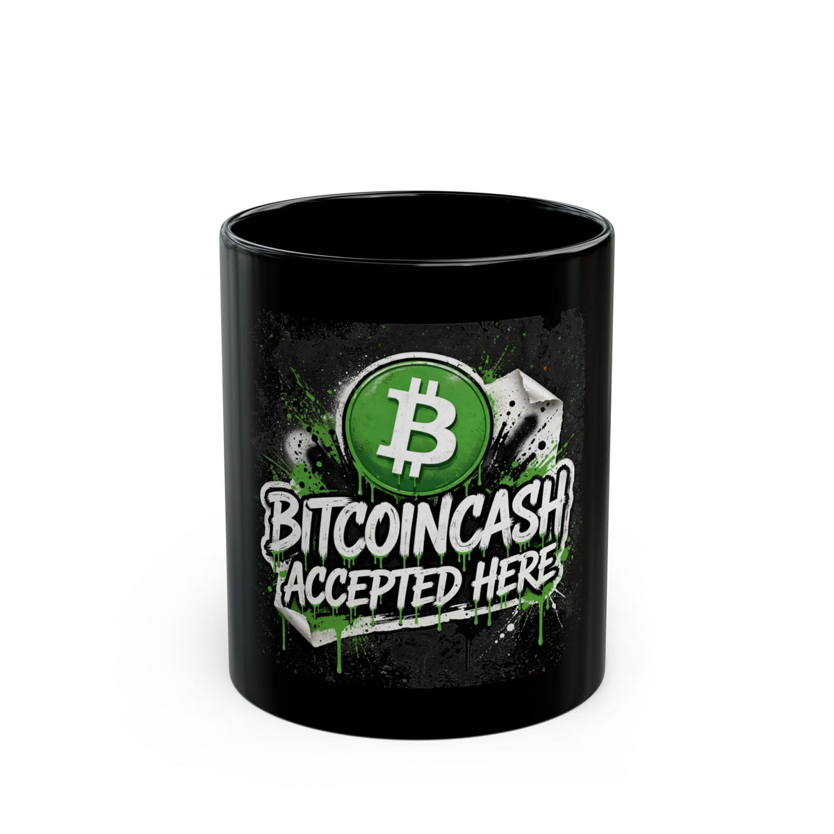Accepted Here Black Mug