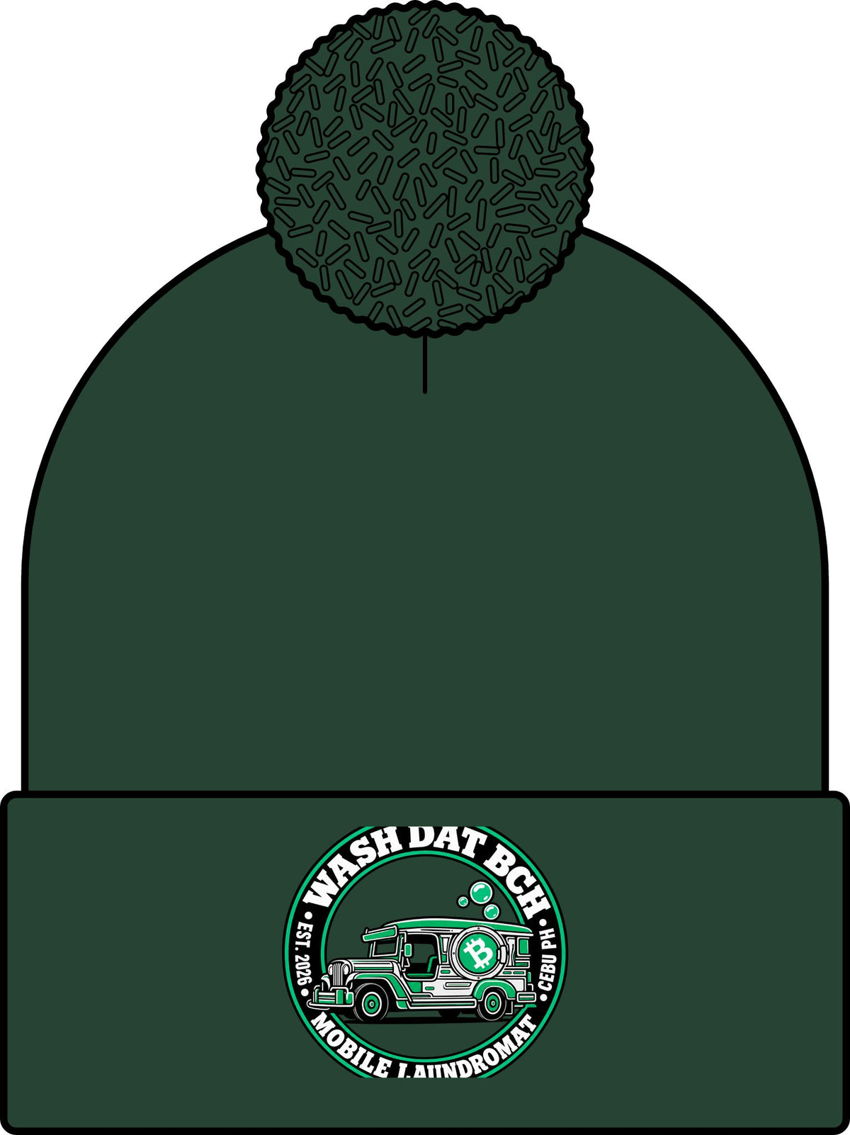 WASH DAT BCH — Rolling Laundry Badge Skullie (Green/White)